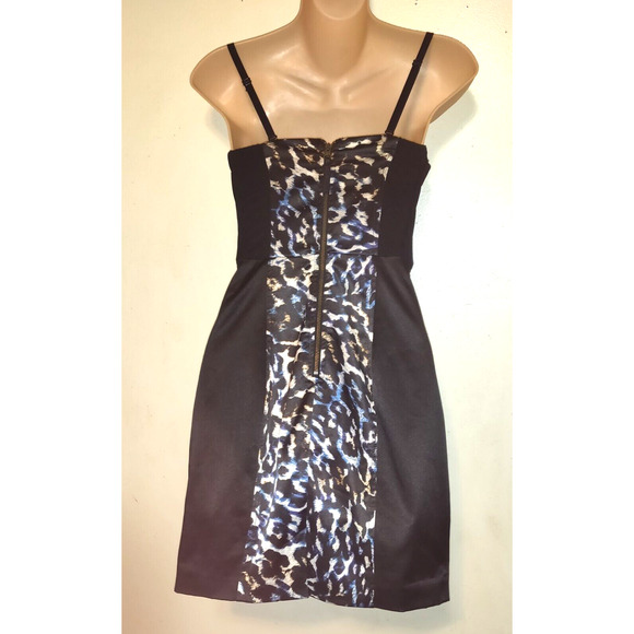 Guess Corset Dress Sz 2 Black Blue Bodycon Bustier Coquette Animal Print Stretch - Picture 7 of 16